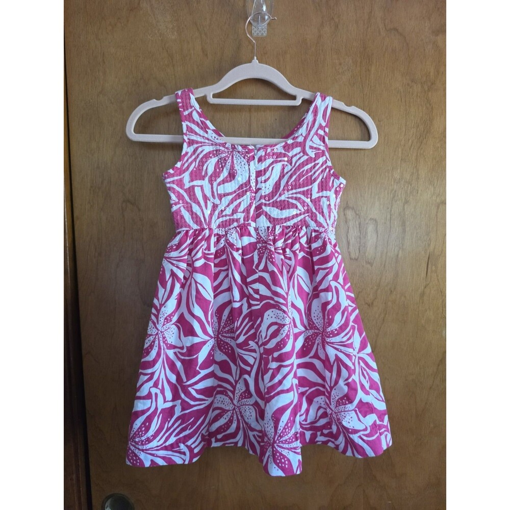 Lilly Pulitzer Girls Size 6 Shift Dress Pink With Adorable Front Bow Sequins - Picture 3 of 8